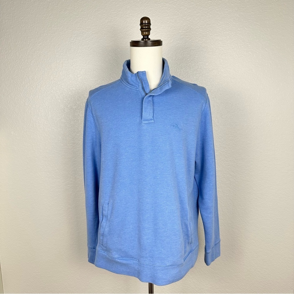 Tommy Bahama Men's Playa Pina Port Quarter-Zip Blue Sweater Sz Large